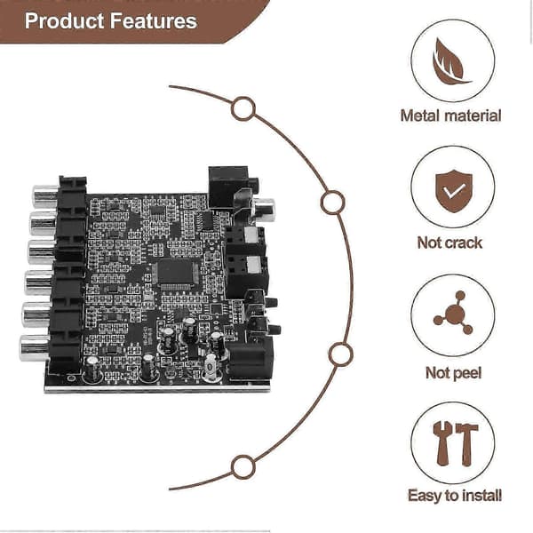 DAC-modul 5.1-kanals AC-3 PCM Digital Optisk DTS RCA HiFi Stereo Audio Hjemmebiograf Dekoder Forstærker
