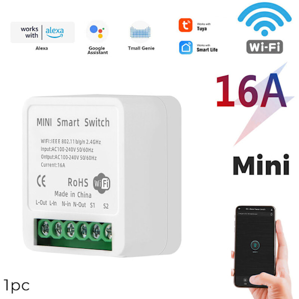 Tuya Älykäs WiFi Katkaisija Yksikanavainen Kaksoisohjauskytkinmoduuli