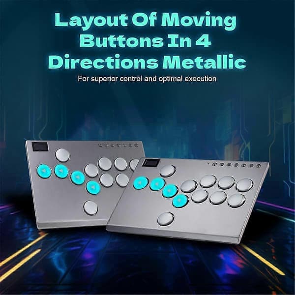 13 tangenter Arcade Stick All-Button Joystick Controller med anpassade RGB Turbo-funktioner Stöder SOCD Svart