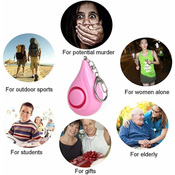 Vanddråbe Personlig Alarm til Kvinder Bærbar Selvforsvar Anti-Ulv Artefakt Pink Hvid Transparent Blå En Af Hver