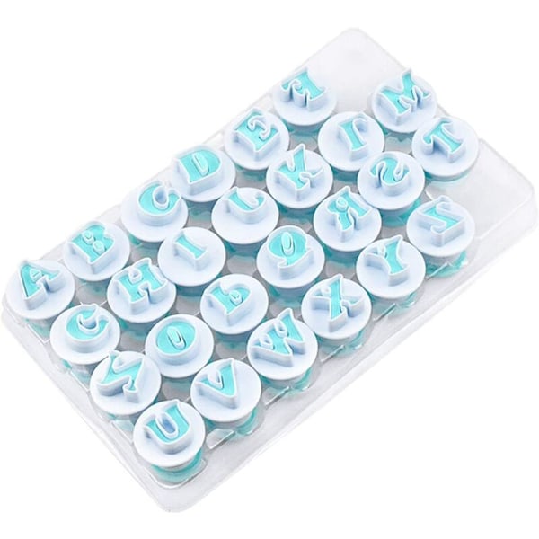 26 st Stora och små engelska bokstäver och siffror Fjäderform Kakform Fondant Chokladtryck Bakform Versaler 220g