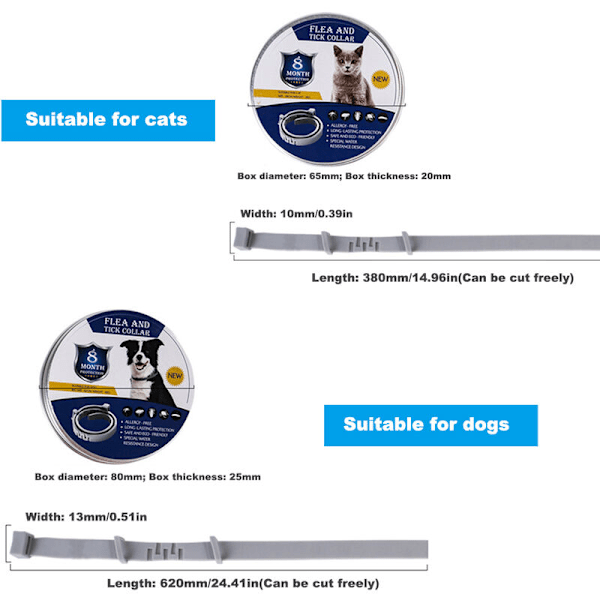 Justerbart Ormekrave til Hunde og Katte (Grå, Aluminium Æske Kat-L)