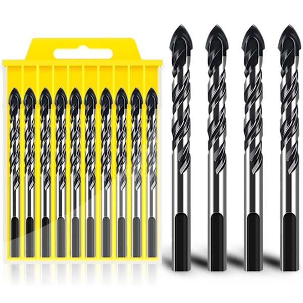 Multifunktionell Karbid Twist Triangel Borr Set ([Set] 5 st Svarta Twist Triangel Borr Set: 6, 8, 10, 12mm)