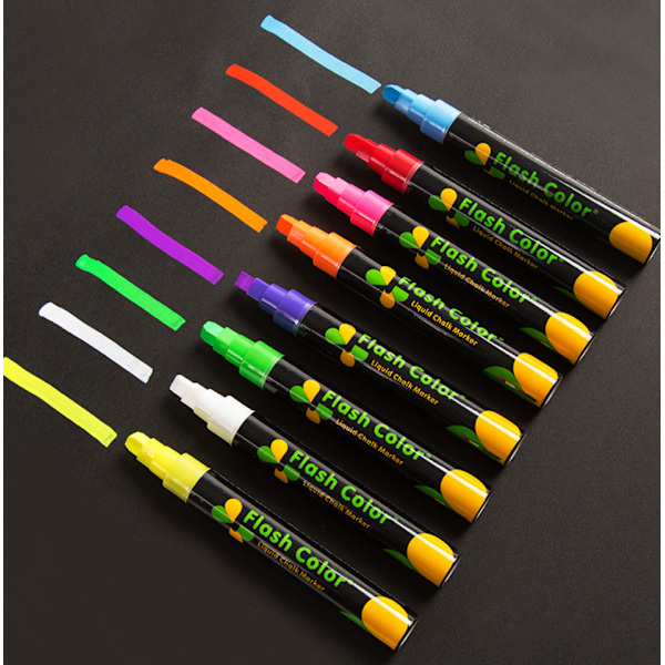 Metal Kridt Highlighter Sletbar Kridt Highlighter til Tavler, Scrapbøger, Vinduer, Glas - 8 Farver Mix