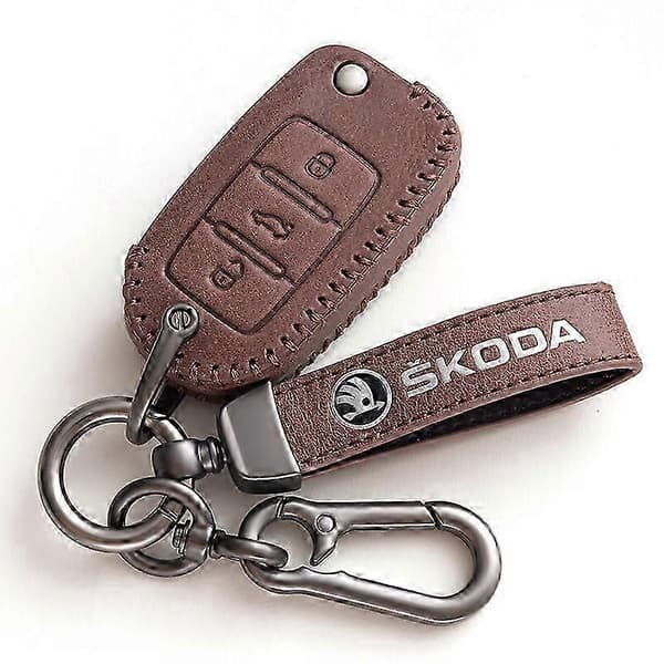 Skoda Nøglering i Metal og Læder