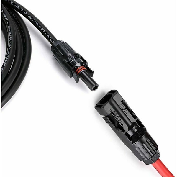 5 meter 12 AWG solpanel forlængerkabel med MC4 hun- og hanstik adapter kit (5m rød + 5m sort)