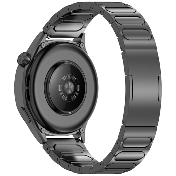 Titanium klockarmband för 22 mm Smartwatch Fällbart lås Svart Sort