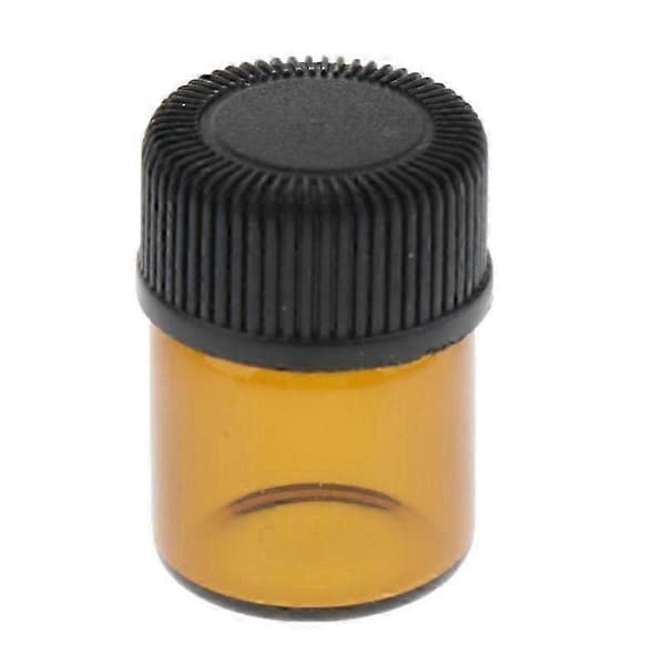100 st 1ml 2ml 3ml Bärnstensfärgade Glasflaskor, Mini Eterisk Oljeflaskor Med Reducerare & Svart Plastlock 2ml 1ml