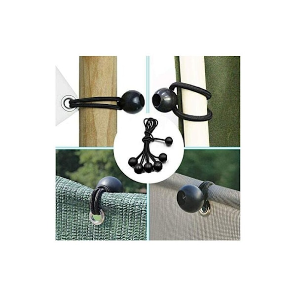 Plastikclips til regnslag 10 teltclips + 10 sorte reb + 10 sorte D-formede