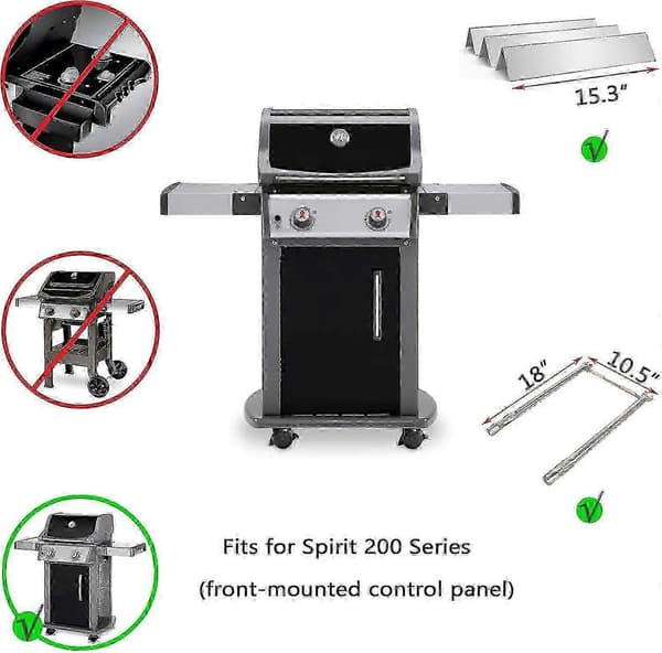 För Weber 7635 Spirit 200-serien E210 S210 E220 S220 15,3\" Flavorizer Bars