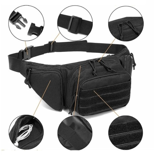 Tactical Outdoor Vyölaukku 800D Oxford-Nylon Musta