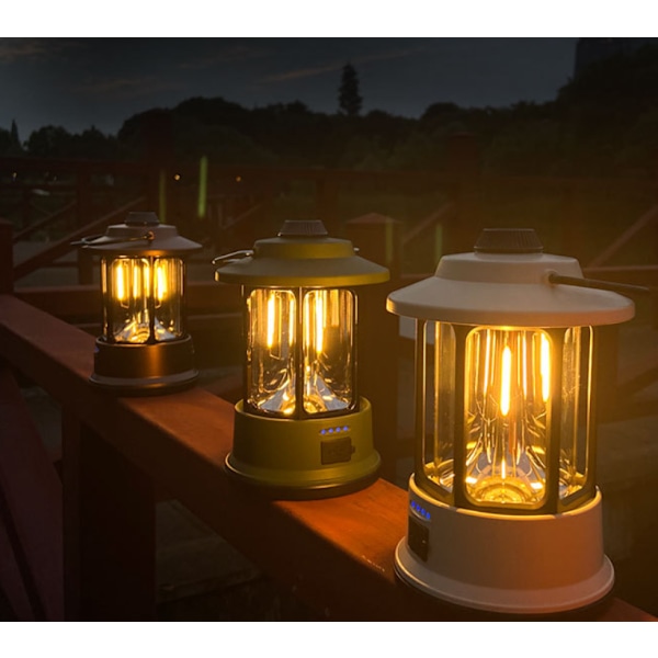 Uppladdningsbara LED Campinglampor Nödljus Tältlampor Retro Portabla Hästlampor för Hemmet (Elfenbensvit)