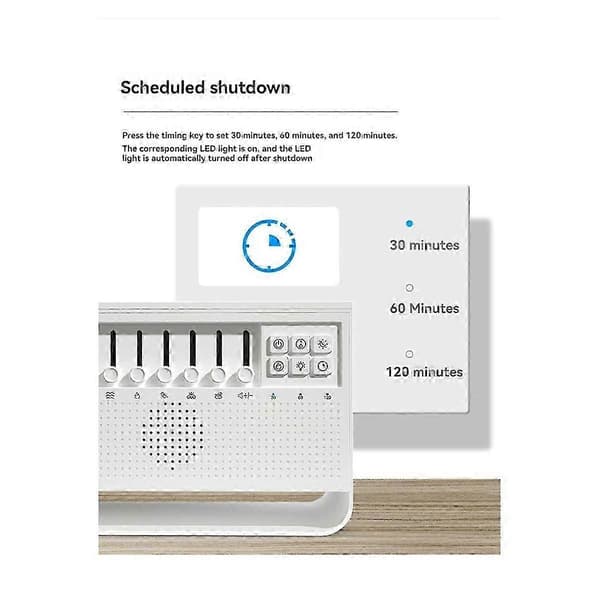 Bluetooth-högtalare med 8 sorters vitt brus sömnmusik 200 ml aromaterapi luftfuktare simulering