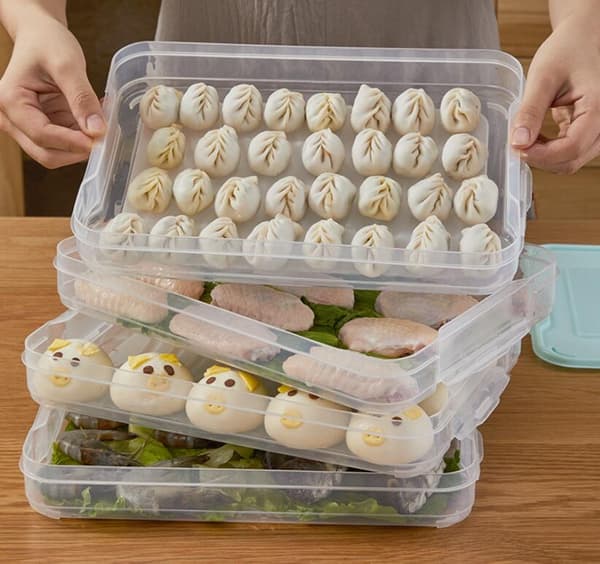 Dumplinglåda kylskåp förvaringslåda (matcha grön 1 lager 1 lock)