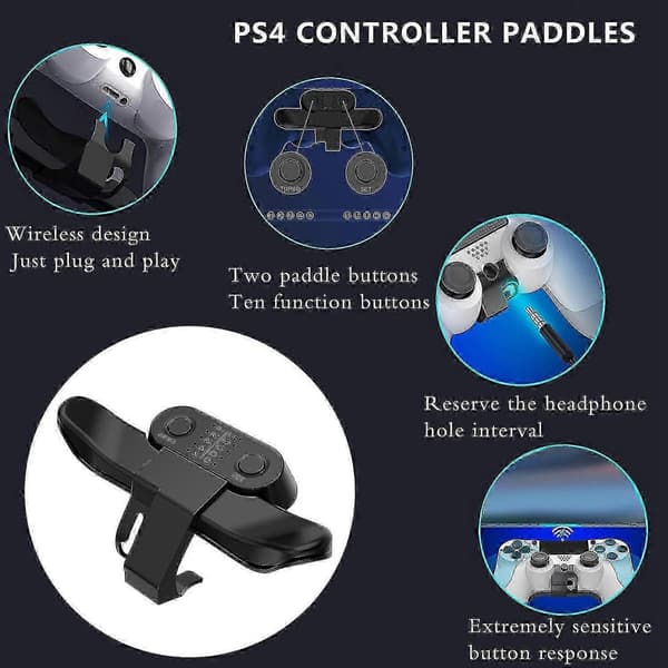 Erstatningspaddles til PS4 Controller Back Button Attachment til Dualshock4 Gamepad sort black