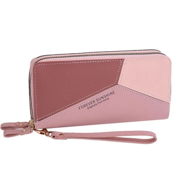 Lång Dubbel Dragkedja Stor Kapacitet Clutch (Rosa)