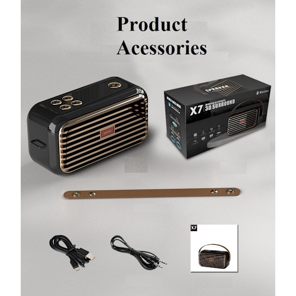 Kortradio Trådlös Retro Portabel Bluetooth Högtalare (Röd),