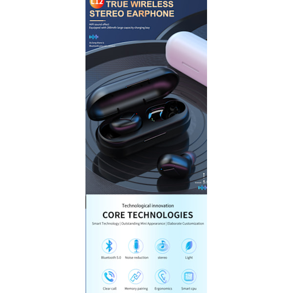 Engelska Bluetooth In-Ear Hörlurar (Svart)