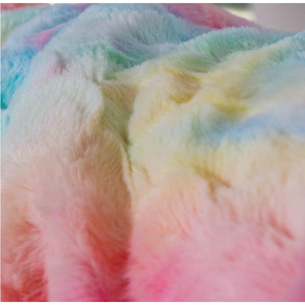 Nyt Plys Dobbelttæppe Nordisk Stil Sofabetræk Tie-Dye Regnbue Fritidstæppe (tie-dye regnbuefarve 130cm*160cm),