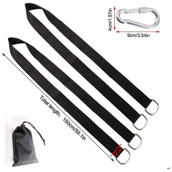 Utomhus Gungband Camping Hängmatta Band 2 x 1,5m Band + 2 Lås + Ett Par Skyddande Flanellpåsar