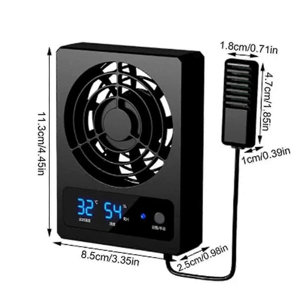 Smart køleventilator til krybdyrtank med LED-display, stærk vind, ventilationsventilator, støjsvag køleventilator (grader Celsius)