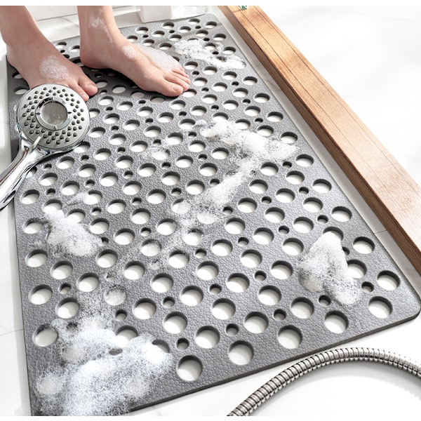 Sugproppsmatta för Badrum och Toalett, Hydrofobisk Golvmatta för Hushållsbadrum, Halkfri Matta för Duschrum Badkar, Grå, 53*53cm