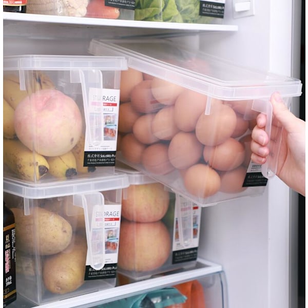4L liten 28*15*15cm plast kylskåpsförvaringslåda lådtyp transparent rektangulär färskhållningslåda hushålls ägg matförvaring,