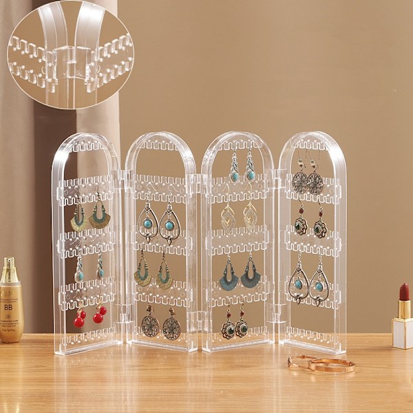 Akryl Örhänge Display Organizer Vikbar Halsband Hängare Transparent Transparent M
