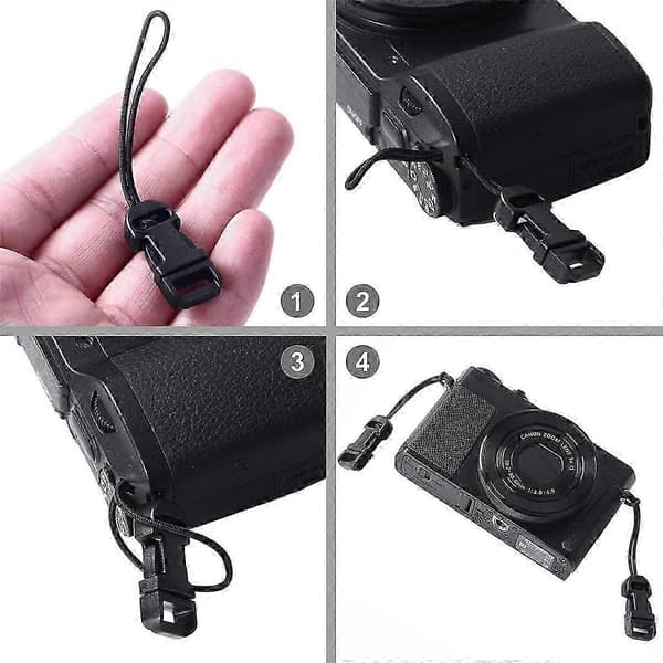 4 stk. Quick Release Kamerarem QD-løkker Stikadapter Kamera Quick Release Clip til Digitalkamera sort black