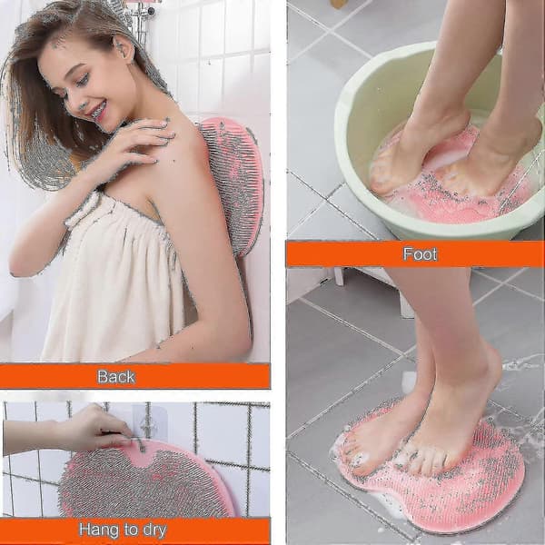 Väggmonterad silikonfot- och ryggskrubbborste, 2-pack