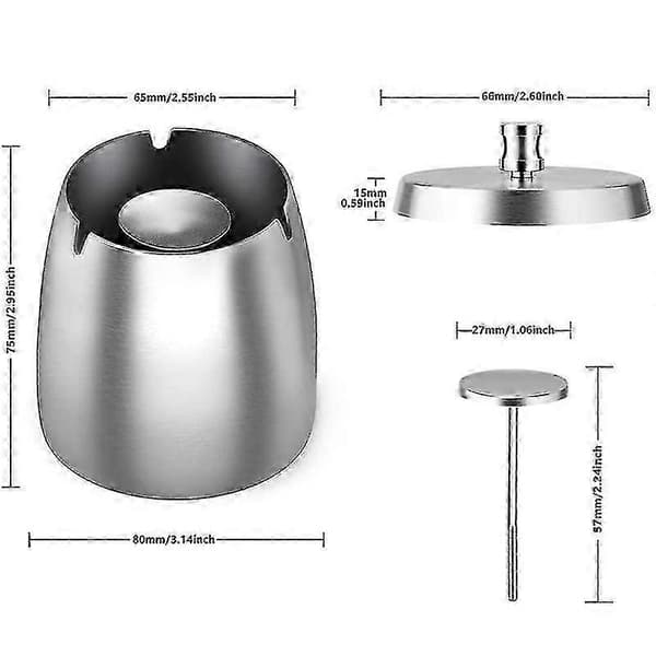 Kraftig askkopp med lock, vindtät design för hem och trädgård