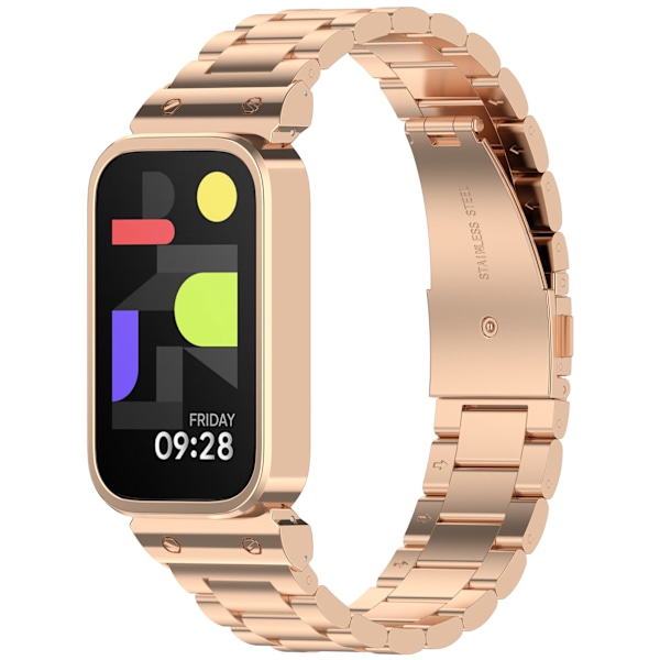 Armband i rostfritt stål för Xiaomi Band 9 Active och Redmi Band 3 Rose guld Rose guld