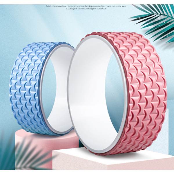 PU Yoga Hjul, Nedadbøjet Ryg Yoga Fitness Dharma Hjul, Yoga Hjul Yoga Cirkel 3D Gummihjul (Pink),