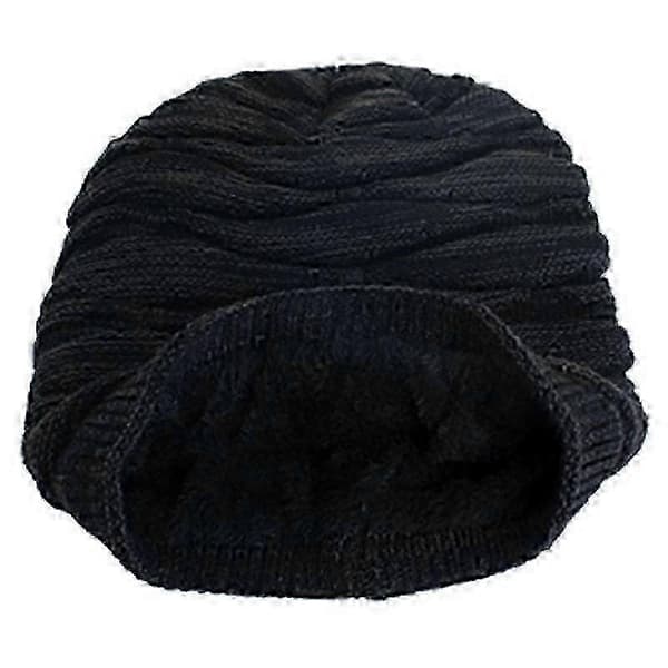 Varm stickad oversized slouch mössa unisex vintermössa lång stil