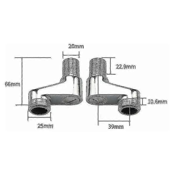 2-pak massiv messing badekaradapter til 25 mm og 20 mm brusearmaturer