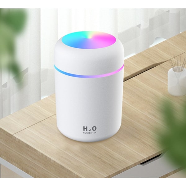 Kreativ Farverig Kop Luftfugter USB Bil Hjemmekontor Luftfugter (Hvid (1. generation-300ml) en)