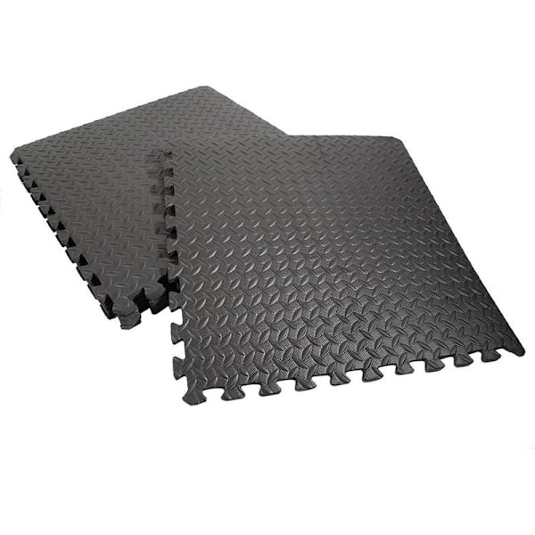 Gymnastik Sport Gulvmåtte med 12 Beskyttende Skummåtter 63cm x 63cm Sort