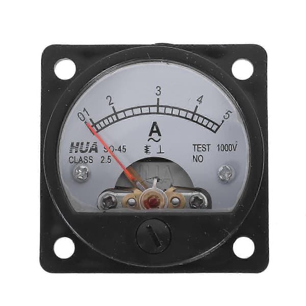 AC 0-5A analogt amperemeter rundt panelmeter klasse 2.5 Sort Black