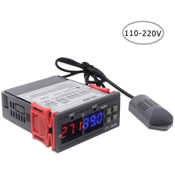 Elektronisk termostat med dubbel kontroll, dubbel display, justerbar dubbel temperatur, 110-220V