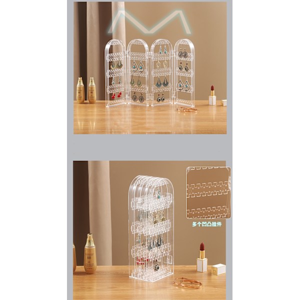 Akryl Örhänge Display Organizer Vikbar Halsband Hängare Transparent Transparent M
