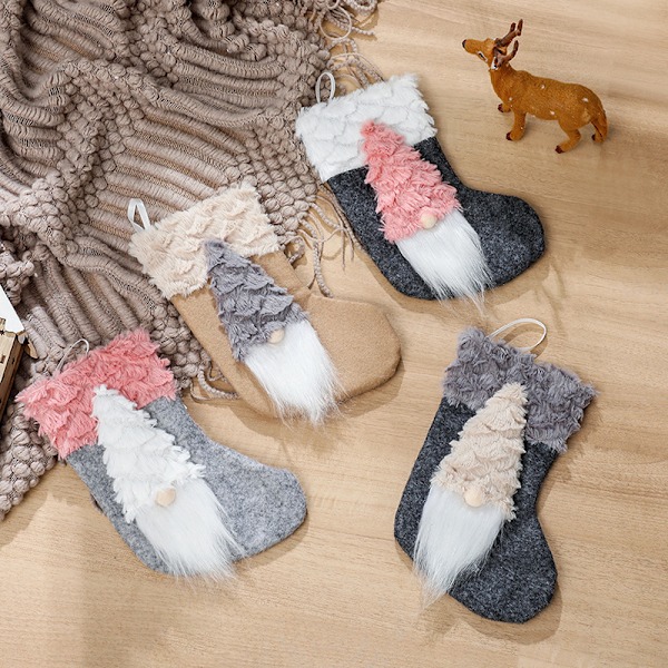 Tomte Julstrumpa Presentpåse Julgransprydnad Set Julhänge (4 Delar)