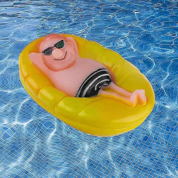 Tecknad manflotte termometer för pool, spa, damm med temperaturmätning
