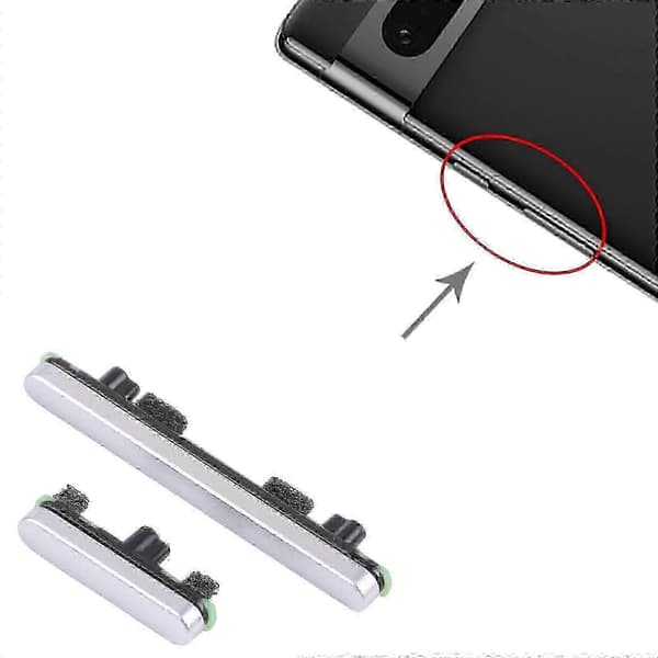Kontrollvolym och strömknapp för Google Pixel 7 Pro-kompatibilitet Silver
