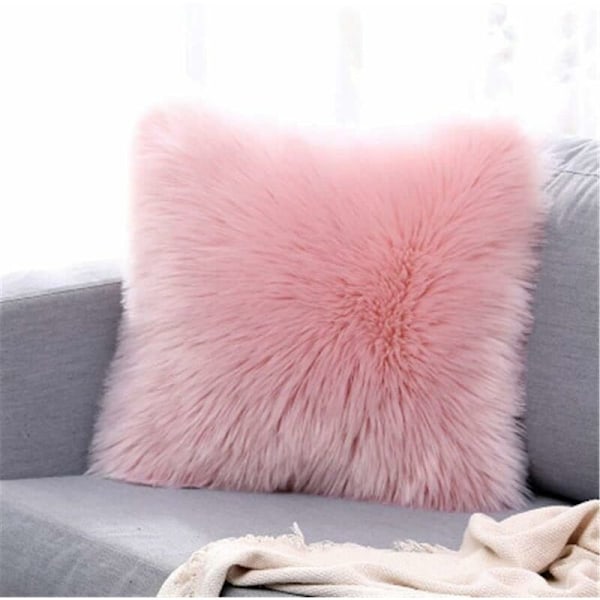 Kuddfodral, Faux Fur Deluxe Dekorativ Soffa Sovrum Säng Supermjuk Plysch Mongolia Örngott 50*50cm (Rosa)