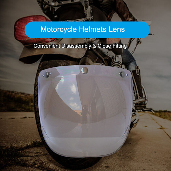 Motorcykel Tre-Knaps Boble Spejl Hjelm Linse, Hjelm Halv Bølge Spejl, Retro, Harley Hjelm (Sølv)