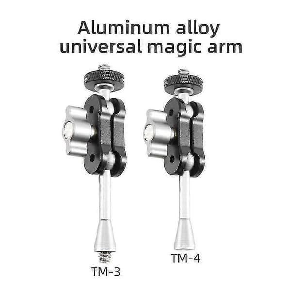 Superklemme med multifunktionel arm dobbelt kuglehoved superklemmemontering 1/4 gevindadapter til DSLR sort/sølv Blacksilver