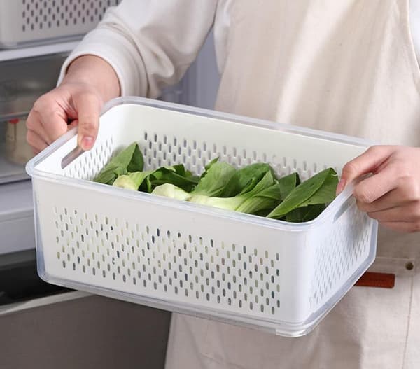 Dubbellagers dräneringsförvaringslåda (liten låda + dräneringskorg 800ml)
