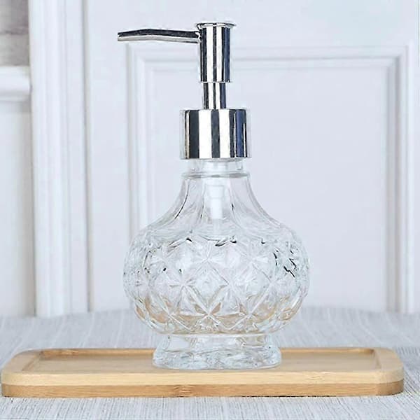 Tom tvålpump i glas, vintage pumpflaska, handlotion, schampo, tvål, behållare