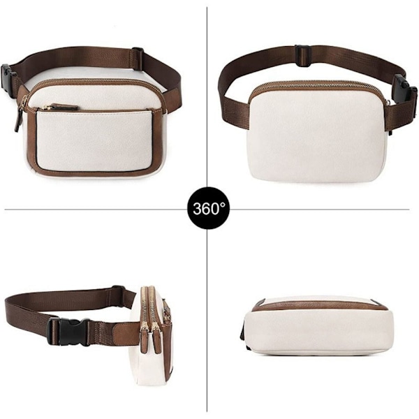 Kvinnor PU läder bältesväska Crossbody midjeväska Reseaxelväskor Black