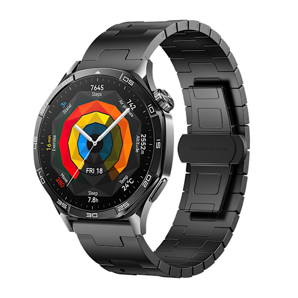 Titanium klockarmband för 22 mm Smartwatch Butterfly Clasp (DLC-förstärkt skydd) Svart Sort